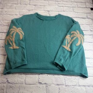 Teal Palm Tree Sweater. Perfect for Spring Beach Vacations!